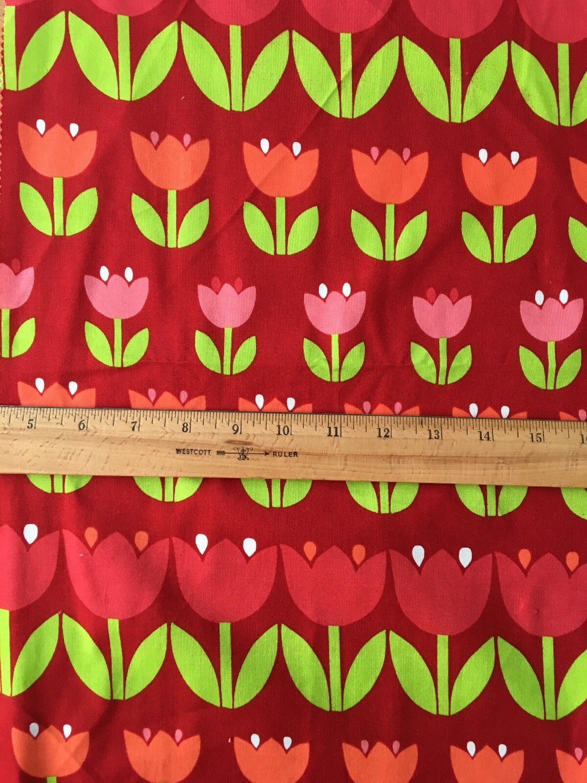 5 Benartex RED TULIP ROWS Coordinating Cotton Quilting Fabrics 12.5" x