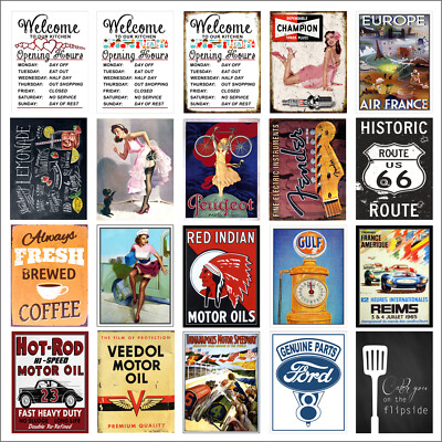 Various Retro Tin Metal Novelty Replica Signs Home Bar Kitchen Man Cave ...