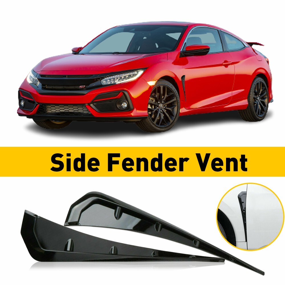 For 16-20 Honda Civic Gloss Black Type-R Side Fender Vent Air Wing Cover T
