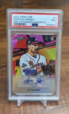 2022 Topps Fire SPENCER STRIDER FIRE AUTOGRAPH - 01/25 ROOKIE (PSA 