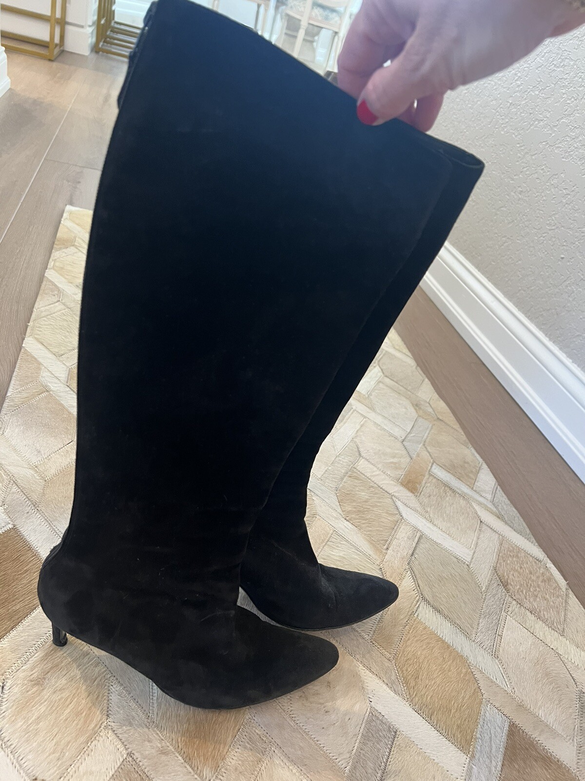 Stivali Yves Saint Laurent donna 8 neri scamosciati tacco alto al ginocchio classici