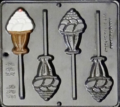 Ice Cream Sundae Lollipop Chocolate Candy Mold  260 NEW