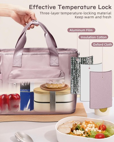 Lunch Box For Women Men Lunch Bag Women Insulated Lunch Bag Large Lunch Tote ... - Picture 4 of 6