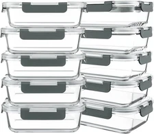 10 Packs 30 oz Glass Meal Prep Containers,Glass Food Storage Containers with Lid