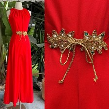 Vintage 1960s Red Palazzo Pants Jumpsuit Groovy Psychedelic Jumpsuit