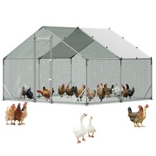 Large Metal Chicken Coop,9.8 x 9.8 x 6.6 ft, Walk-in Chicken Run House with Wate