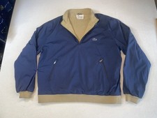 Vintage 60s Izod Lacoste Jacket Men L Blue Crocodile 1/4 Zip Pullover Full Lined