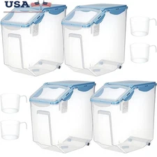 Airtight Grain Storage Container Set W/ Rollers Dry Food & Pet Supplies New