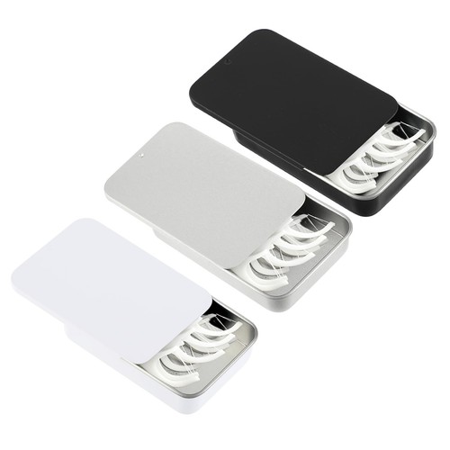 3 Pcs Small Dental Floss Case Metal Portable Compact Pick Dispenser Tin Slidi...
