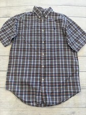 Ralph Lauren Shirt Mens XL Blue Plaid Short Sleeve Button Down Cotton Casual