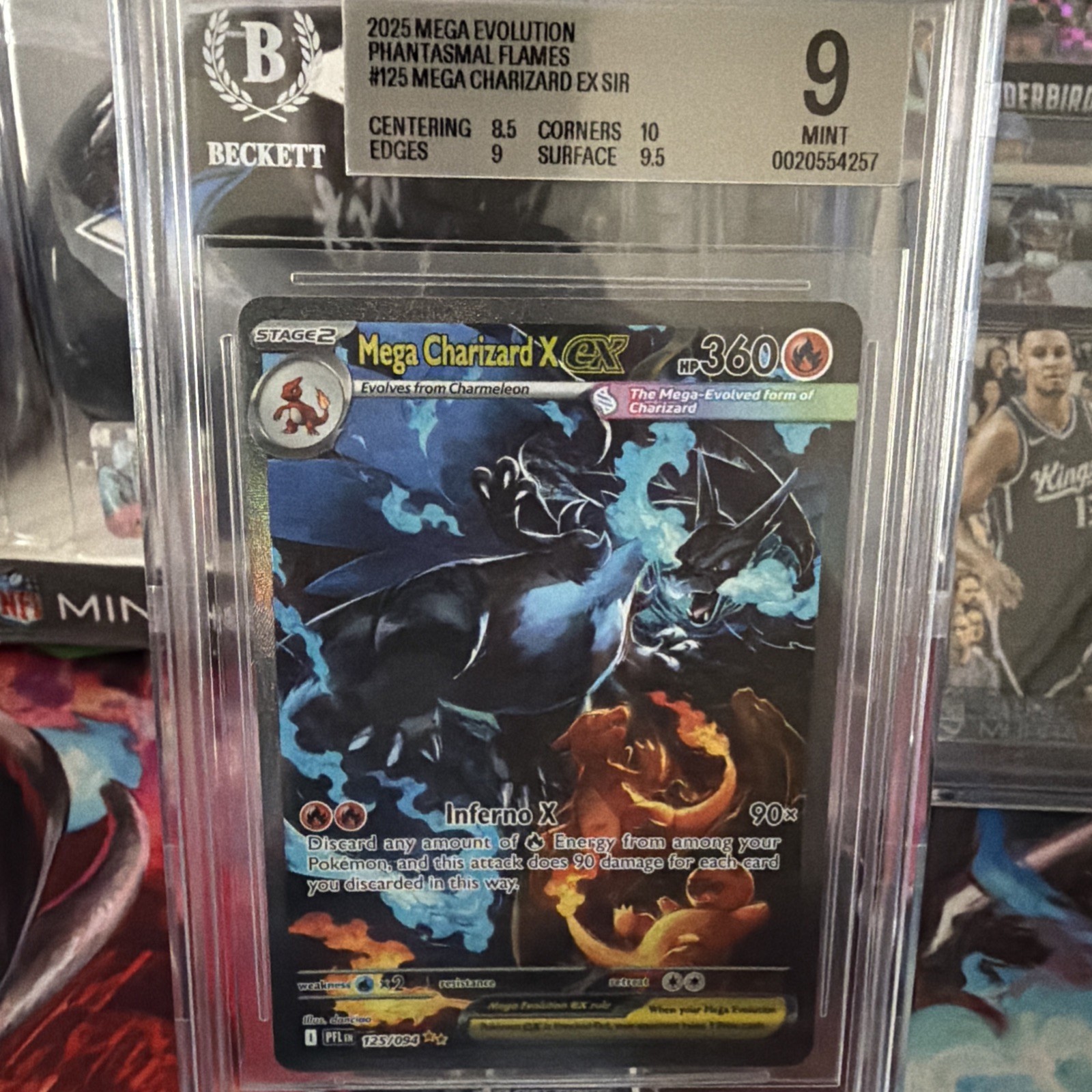 Mega Charizard X ex 125/094 Phantasmal Flames SIR BGS 9 Beckett Graded