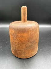 Antique 19th century Wooden Butter Mold Stamp Shamrock Clover Plunger Farmhouse