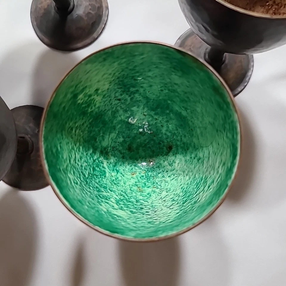 Vintage Hammered Copper Raul Celery Zolezzi Arts Crafts Chile Lot Of 6 Cups - Image 4 of 4