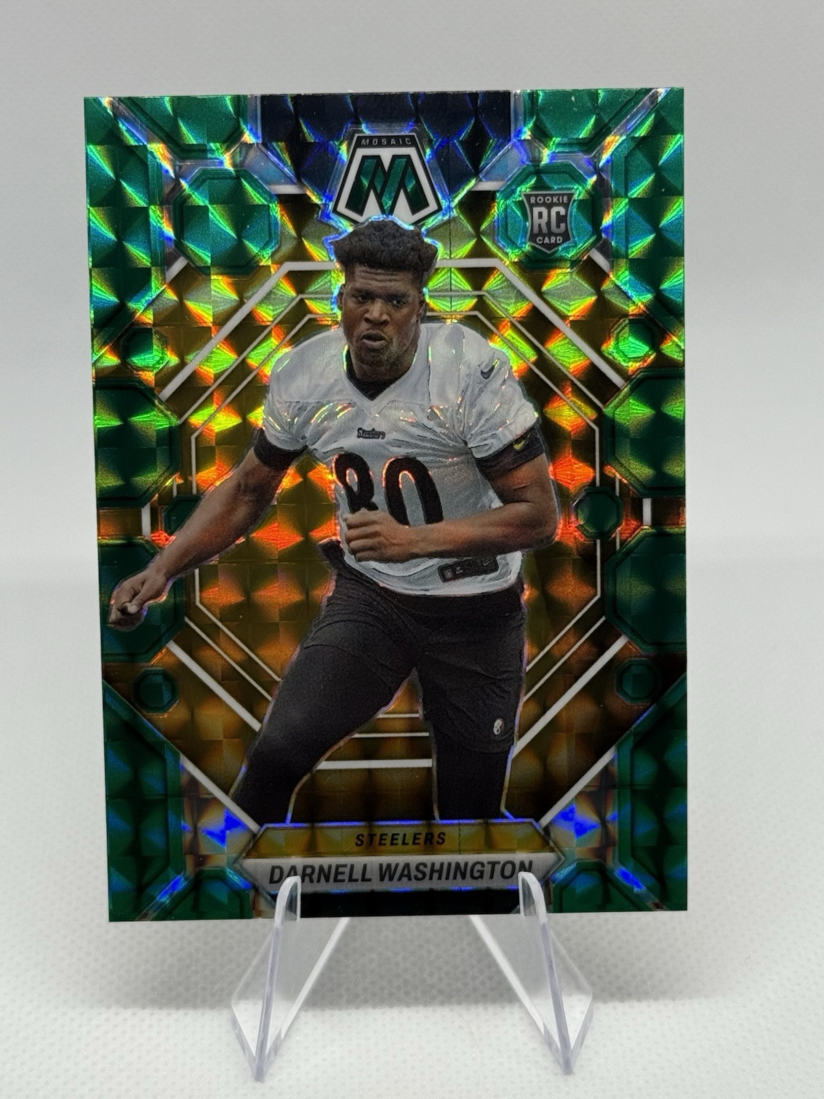 2023 Panini Mosaic - Rookies Darnell Washington #306 Green Mosaic Prizm (RC)