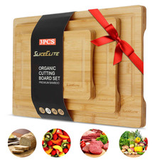 Sliceelite Wood Cutting Board - 3 Piece Bamboo Cutting Board Set Wooden Cutting
