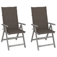 GartenstüHle Verstellbar 2Er Set Mit Auflagen Massivholz Akazie