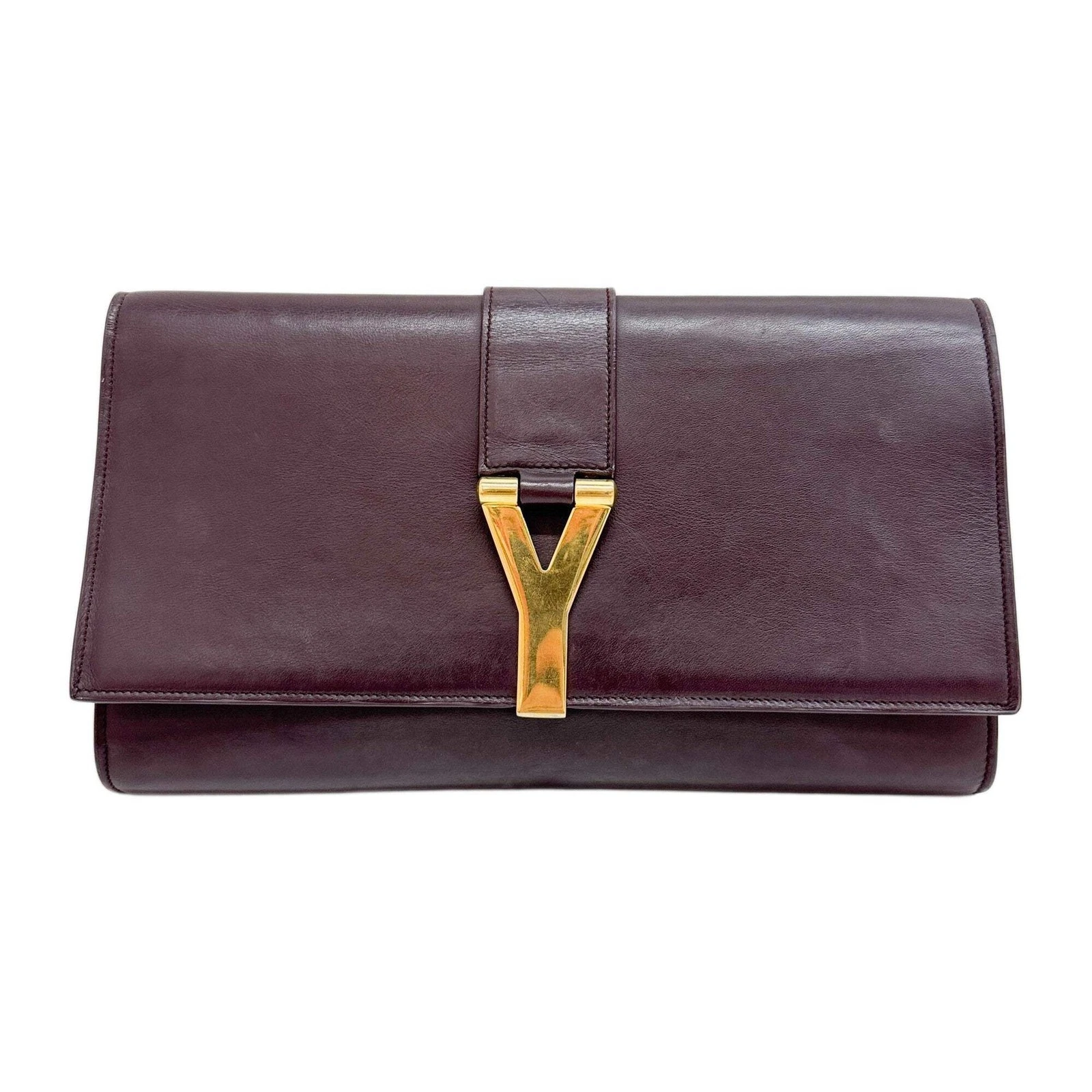 Saint Laurent — SAINT LAURENT Ligne Y Rosewood Leather Clutch Bag