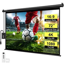 72" Motorized Projector Screen Electric 4K HD Movie Projection Screen w/ Remote
