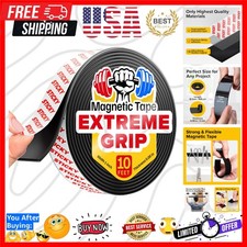 Super Sticky Magnetic Tape 10 feet x 1 inch - Stong Magnet Strip with Adhesiv...