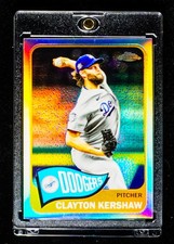 Clayton Kershaw RARE RETRO 1986 DESIGN CHROME REFRACTOR CARD Dodgers
