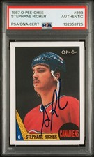 1987-88 Stephane Richer O-Pee-Chee OPC Rookie Autograph PSA/DNA Authentic Auto