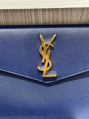 YSL Saint Laurent Uptown Pouch in Blue Charron grain de poudre