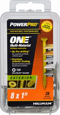 5 Pack Power Pro One Exterior Screws,Flat Head,Bronze Epoxy Coated,#8x1-In.,35-P