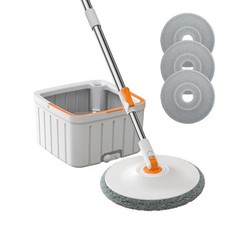 Spin Mop Bucket Set Self-Wringing with Dual Compartment - 3 Refills
