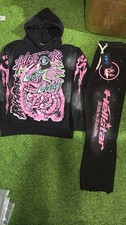 Hellstar No Guts No Glory Hoodie  Sweatpants Set Black Pink Green Men's