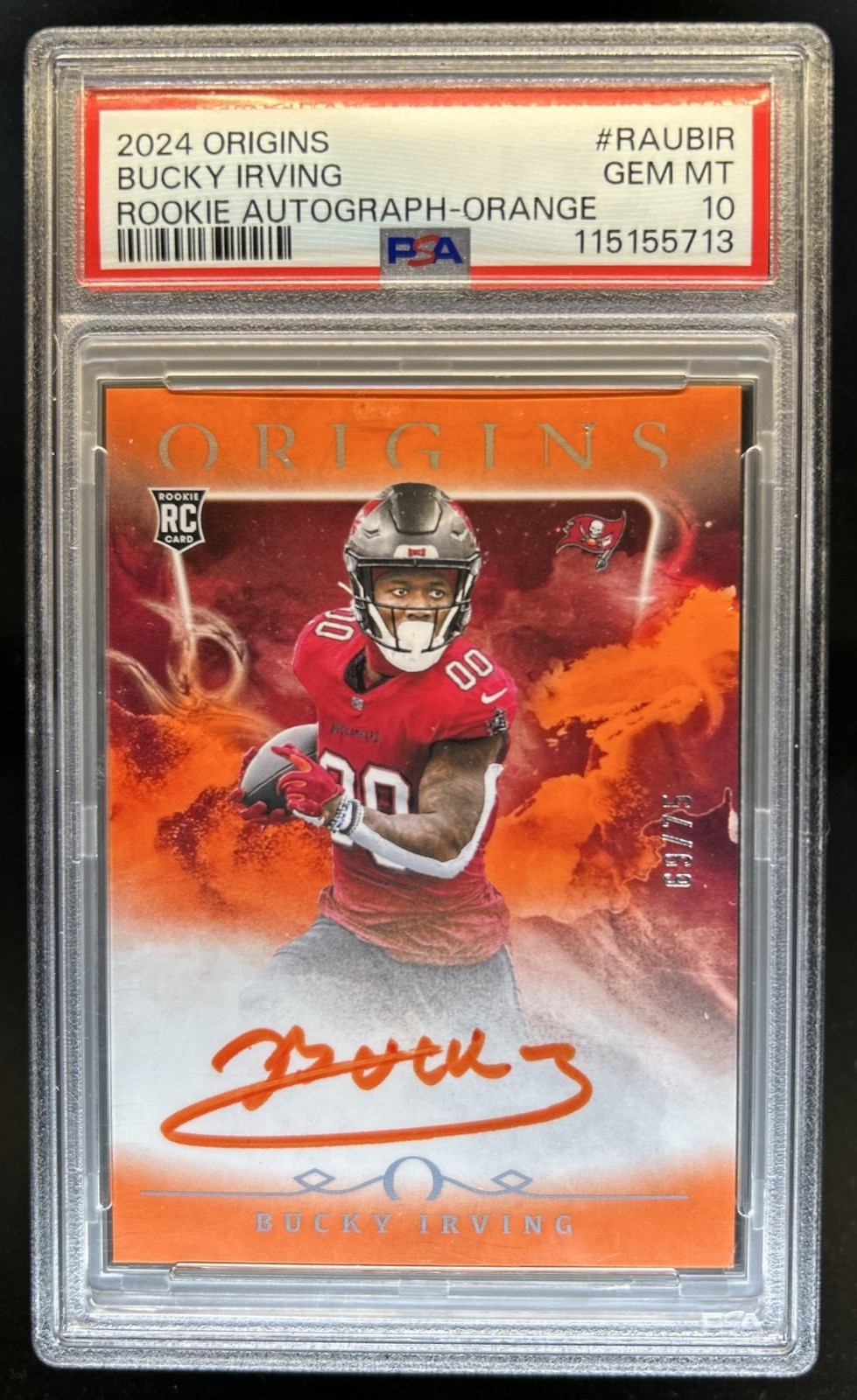 Bucky Irving Panini Origins Rookie Autographs #RAUBIR Orange