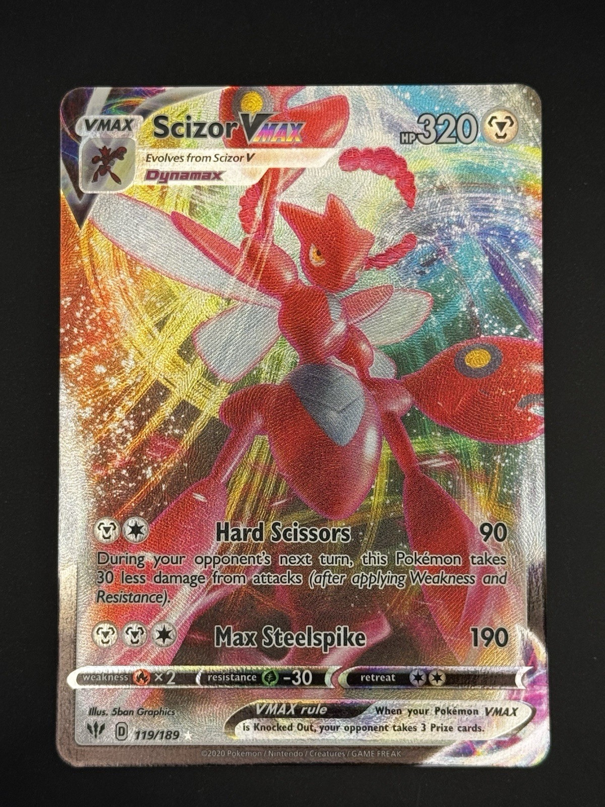 Pokemon - Scizor VMAX - 119/189 Darkness Ablaze - Full Art Ultra Rare - NM
