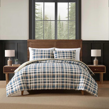 - Twin Duvet Cover Set, Reversible Bedding with Matching Sham, Plaid Bedding Set