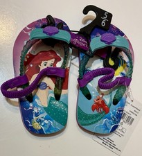 NEW Disney Little Mermaid Toddler Girls' Size 5/6 Sling-Back Flip-Flop Sandals
