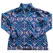 Eddie Bauer Fleece Pullover Jacket Size L Multicolored Aztec Print Quarter Zip