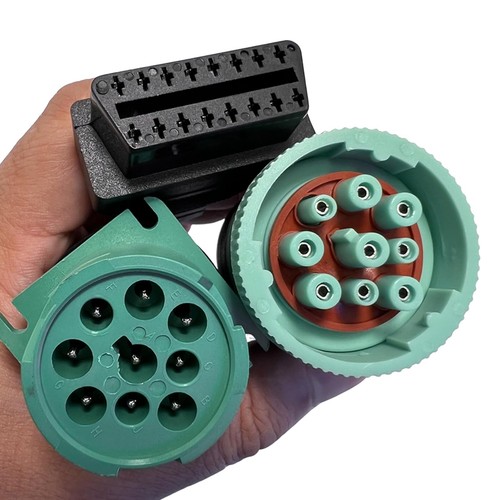lydesor J1939 9 Pin to OBD 2 Female Adapter Cable,Work with Truck Green  - Foto 6 di 8