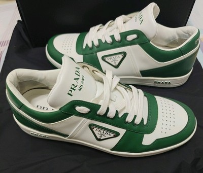 Size 8 Prada / fits Size 9 US Prada Downtown Sneakers Cobalt Green White Leather