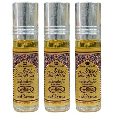 3 Pack - Sultan Al Oud Al Rehab Roll On 6mL Each Perfume Oil Concentrated