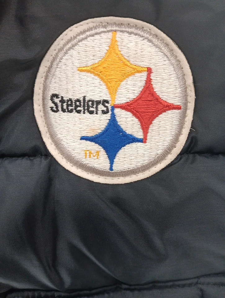 NFL Stahl-Urban Pittsburgh Steelers Invierno Chaleco Chaqueta Niños Grande Negro A Presión Foto 4 de 4