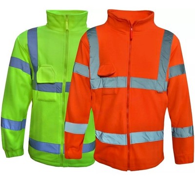 Hi Vis Fleecejacke Reißverschluss hohe Sichtbarkeit reflektierende Sicherheit mit Reißverschlusstaschen