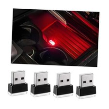 4 PCS USB LED Car Interior Atmosphere Lamp, Plug-in USB Interface Trunk Red