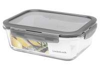 Lock&Lock Glas Frischhaltedose 1L Rechteckig Ofenfest Grau Luftdicht