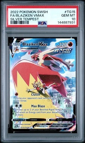 PSA 10 Blaziken Vmax TG15/TG30 Pokemon Silver Tempest Trainer Gallery