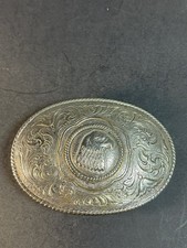 Cast Metal Eagle Head Silver Tone Belt Buckle