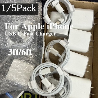 Lot 20W USB C Charger Block PD Type C Cable For iPhone11 12 13 14 15 16 17 i Pad
