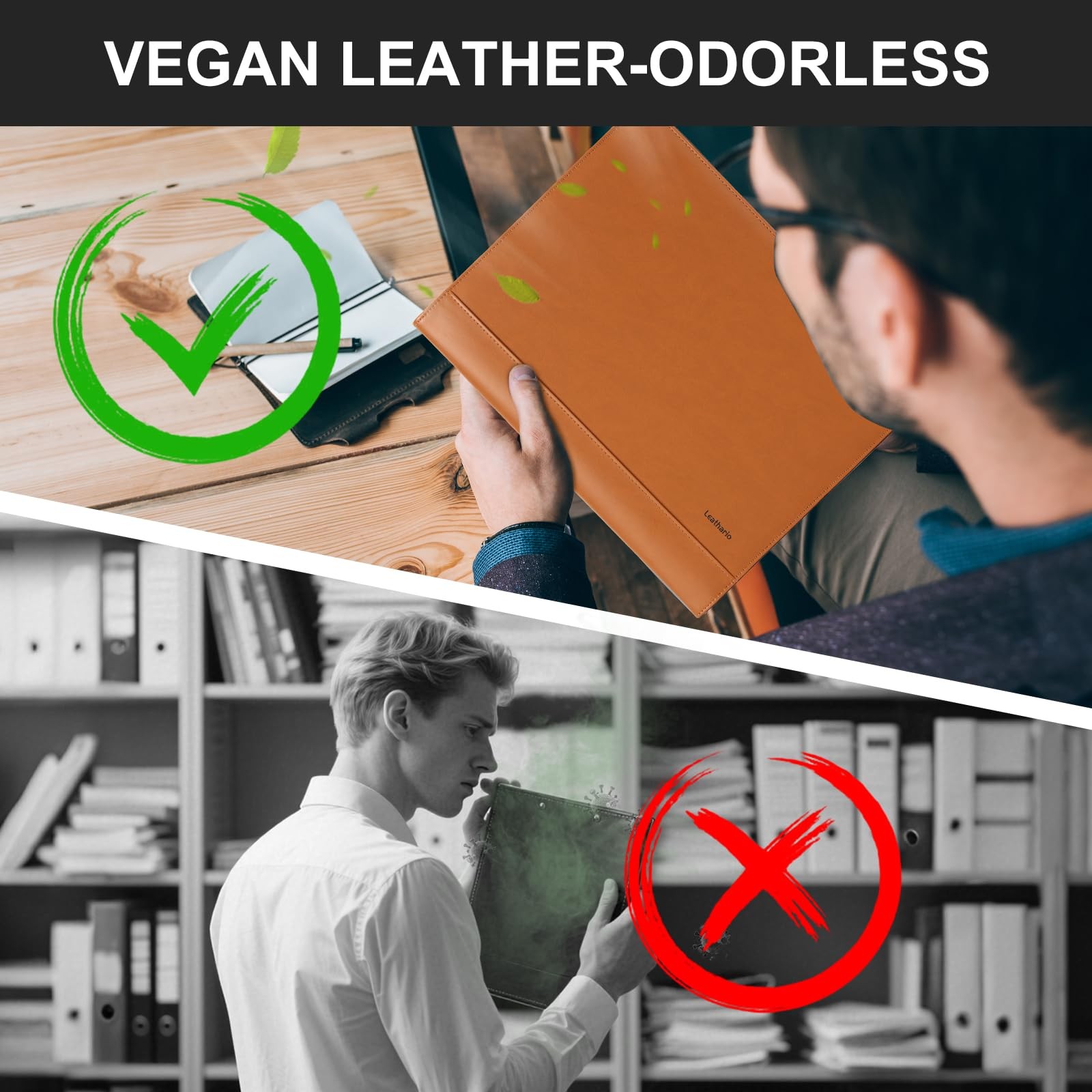 Leather Portfolio Binder Folder Organizer with Zipper, Calculator, Writing Pad