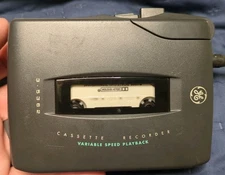 GE Variable Speed Tape Cassette Recorder 3-5362A w/ Headphones & 3 Blank Tapes