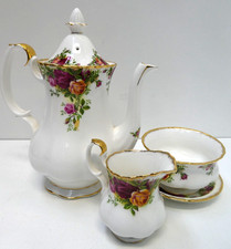 ROYAL ALBERT OLD COUNTRY ROSES LRG COFFEE TEAPOT, SUGAR BOWL, JUG BONE CHINA SET