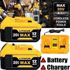 2Pack For DeWalt 20V 20 Volt Max XR 12.0AH Lithium Battery DCB206-2 / Charger