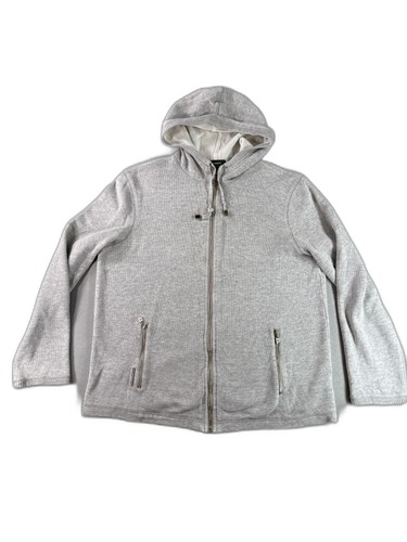LAUREN RALPH Full Zip Hoodie L Gray 100% Cotton Regular Fit Long Sleeve