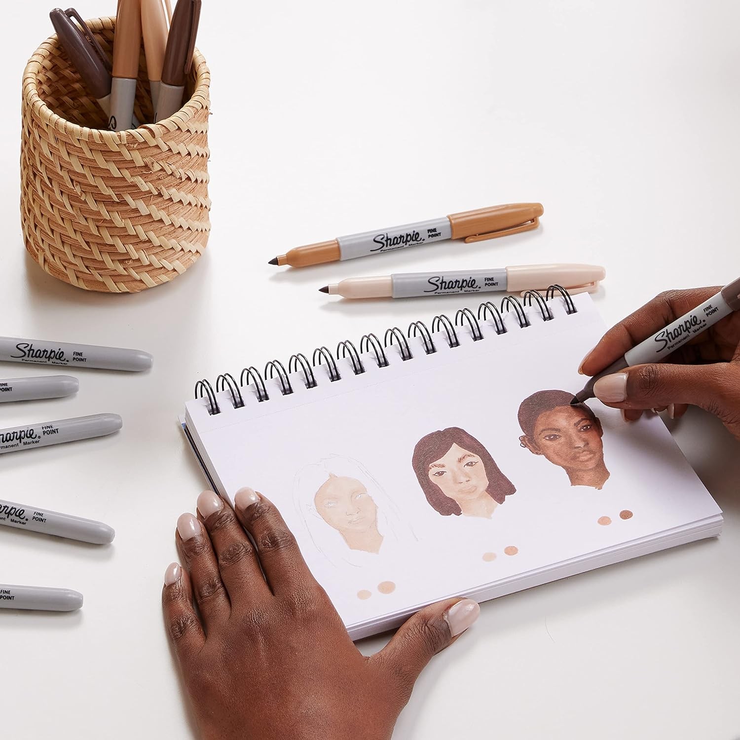 Permanent Markers Portrait Colors Skin Tone Markers Set 12 Count